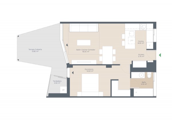 New two bedroom flat in 400m from the beach